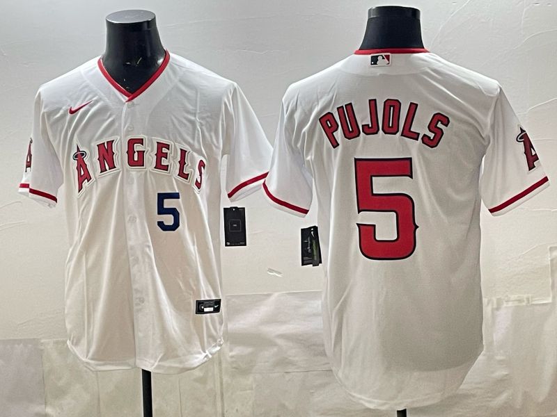2026 Men Nike Los Angeles Angels #5 Pujols White Game MLB Jersey 02->los angeles angels->MLB Jersey